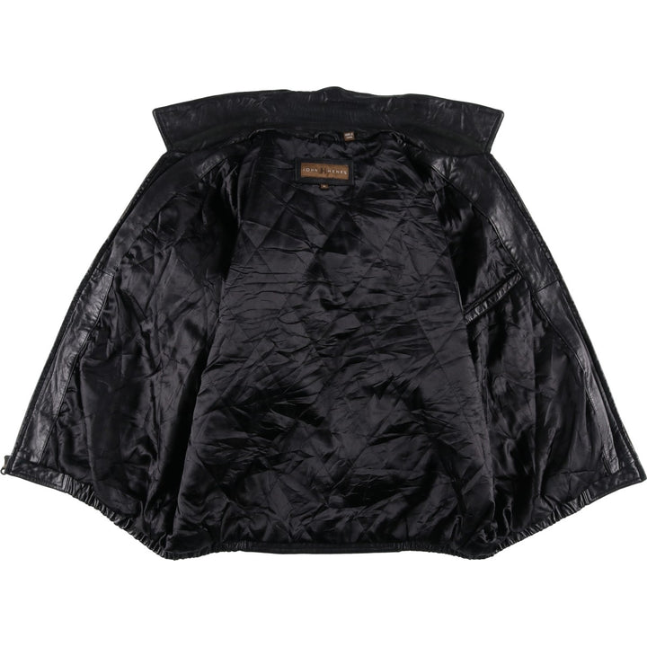 John Henry Padded Swing-Top Leather Blouson, Men's Size XL genuine leather black type Vintage Second Hand