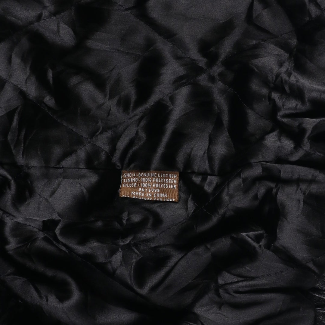 John Henry Padded Swing-Top Leather Blouson, Men's Size XL genuine leather black type Vintage Second Hand