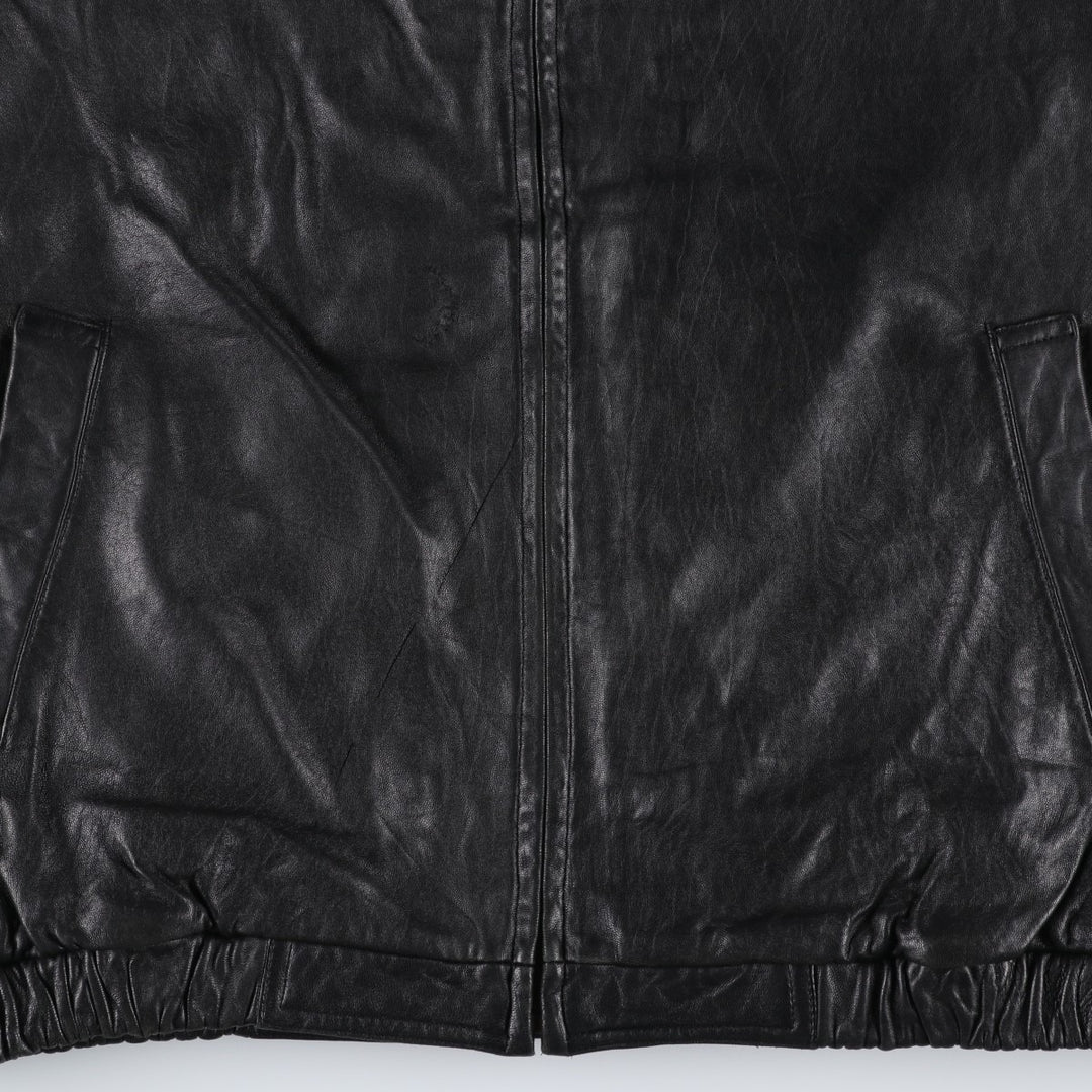 John Henry Padded Swing-Top Leather Blouson, Men's Size XL genuine leather black type Vintage Second Hand