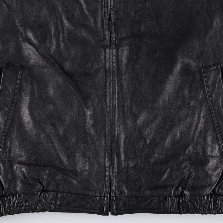 John Henry Padded Swing-Top Leather Blouson, Men's Size XL genuine leather black type Vintage Second Hand