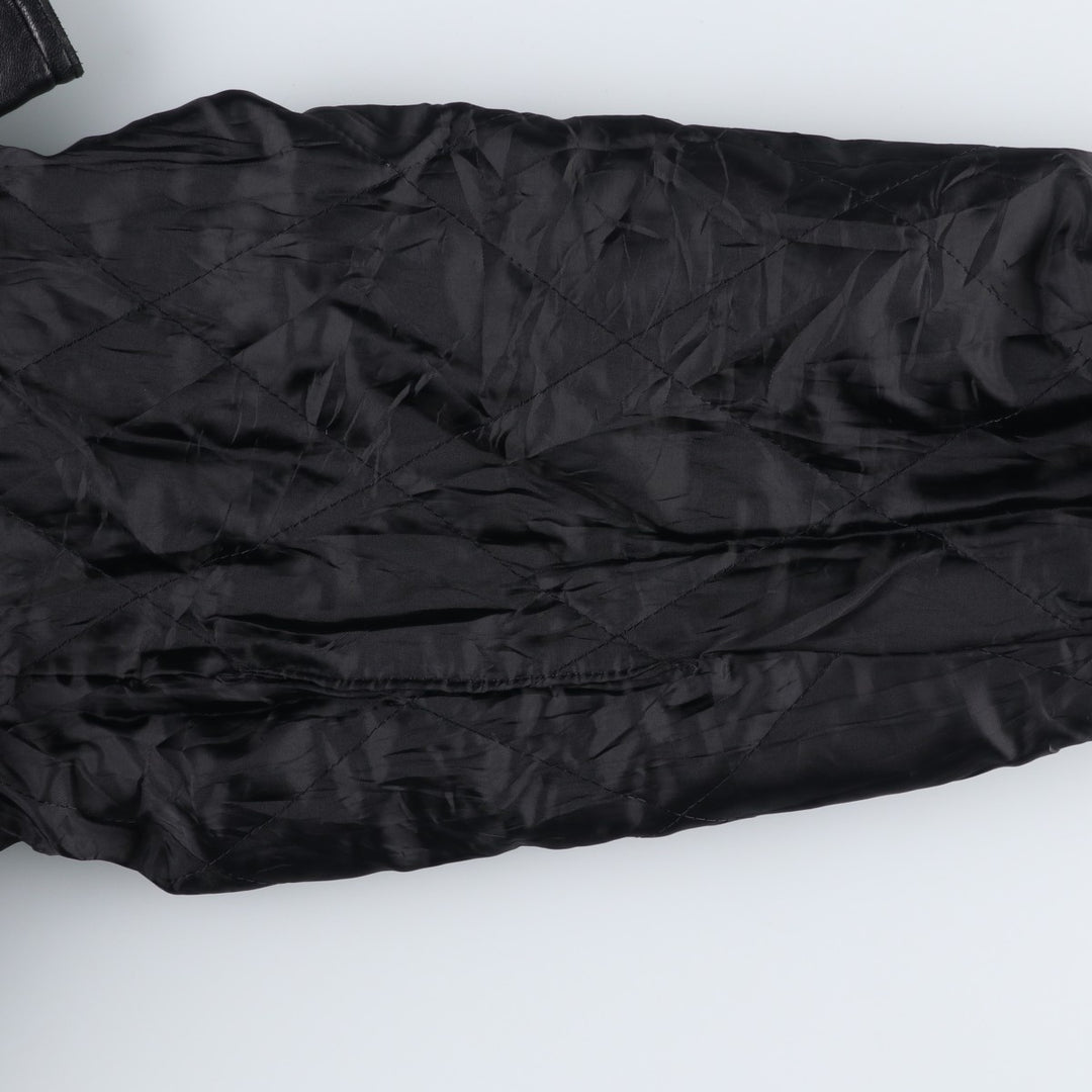 John Henry Padded Swing-Top Leather Blouson, Men's Size XL genuine leather black type Vintage Second Hand