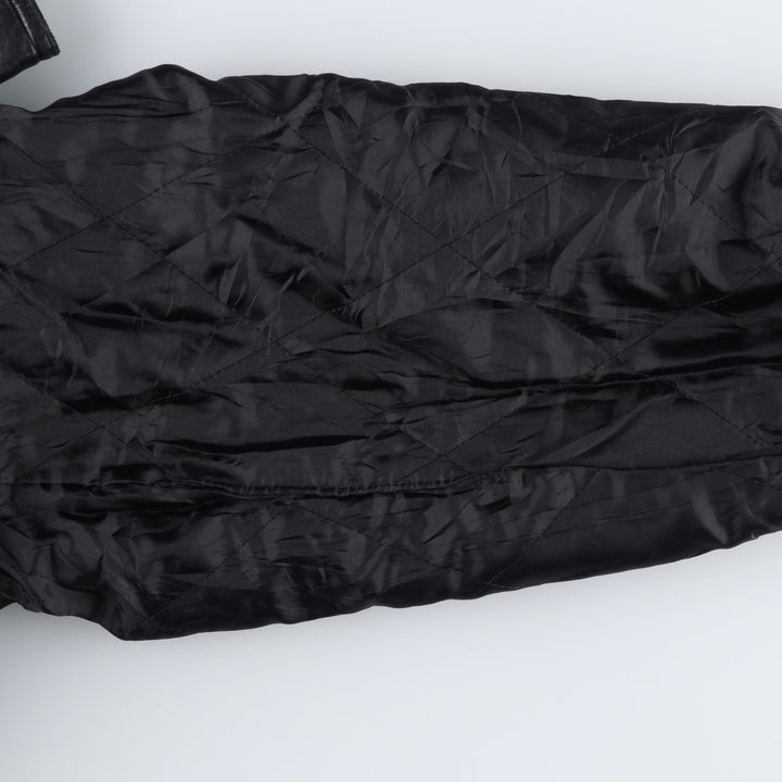 John Henry Padded Swing-Top Leather Blouson, Men's Size XL genuine leather black type Vintage Second Hand