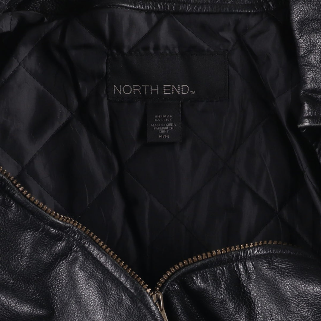 NORTH END Padded Swing Top Leather Blouson, Men's Size M genuine leather black type Vintage Second Hand