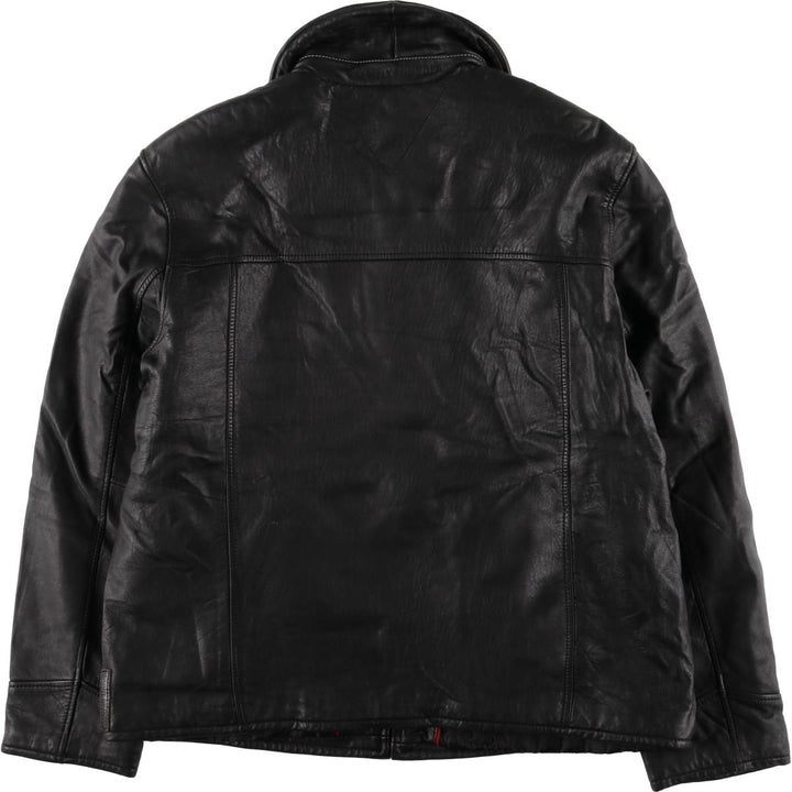 Tommy Hilfiger padded swing-top leather jacket, men's size XL genuine leather black type Vintage Second Hand