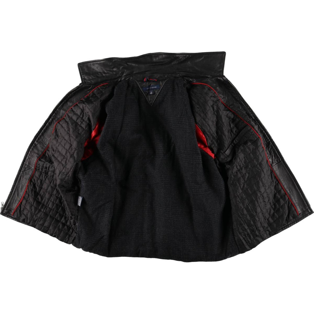 Tommy Hilfiger padded swing-top leather jacket, men's size XL genuine leather black type Vintage Second Hand