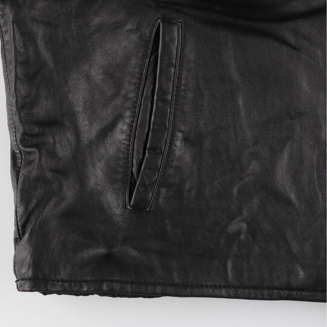 Tommy Hilfiger padded swing-top leather jacket, men's size XL genuine leather black type Vintage Second Hand