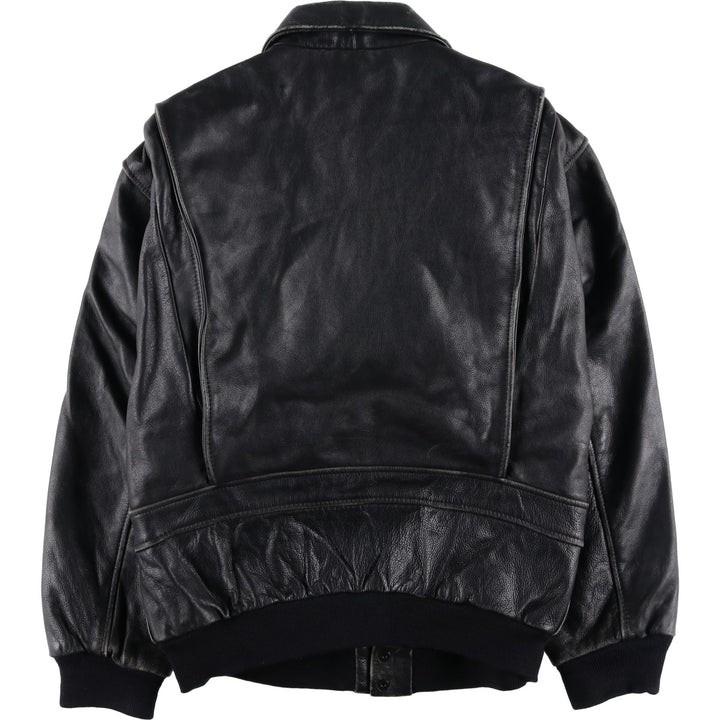 A-2 type leather flight jacket, men's XL size genuine leather black type Vintage Second Hand