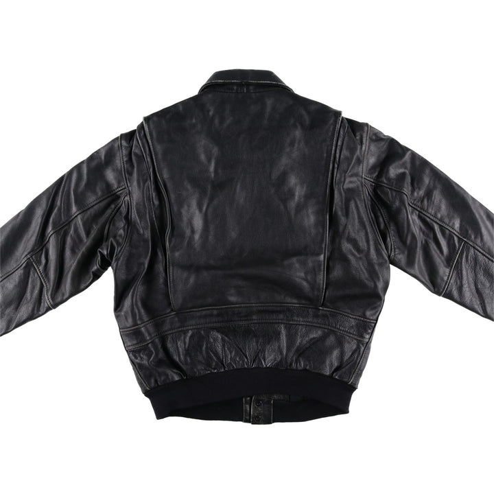 A-2 type leather flight jacket, men's XL size genuine leather black type Vintage Second Hand
