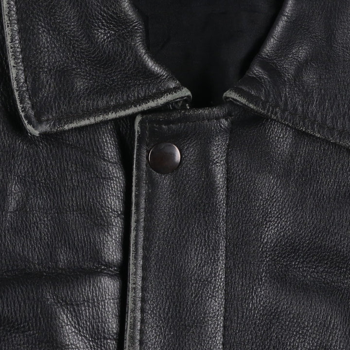 A-2 type leather flight jacket, men's XL size genuine leather black type Vintage Second Hand