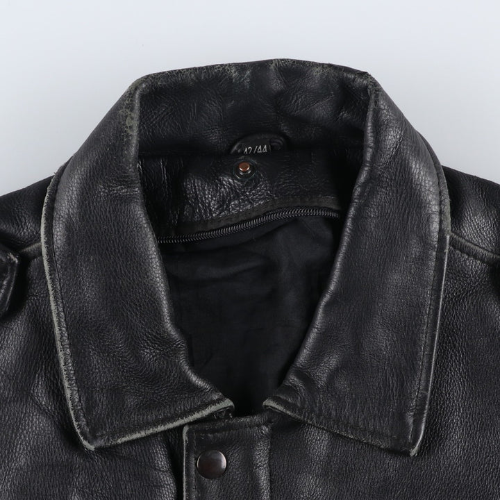 A-2 type leather flight jacket, men's XL size genuine leather black type Vintage Second Hand