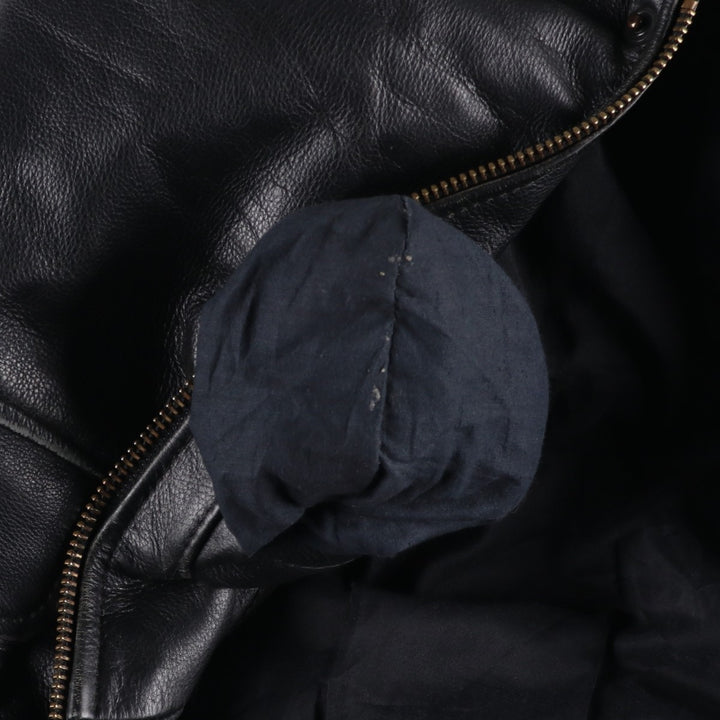 A-2 type leather flight jacket, men's XL size genuine leather black type Vintage Second Hand