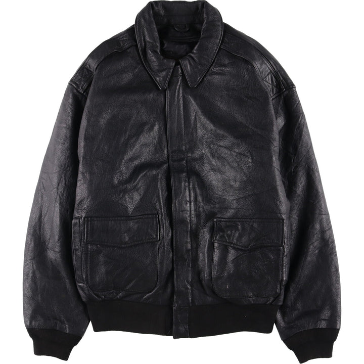 LANDING LEATHERS AIRFORCE A-2 Type Padded Leather Flight Jacket, Men's Size Medium Genuine Leather Goatskin black type Vintage Second Hand