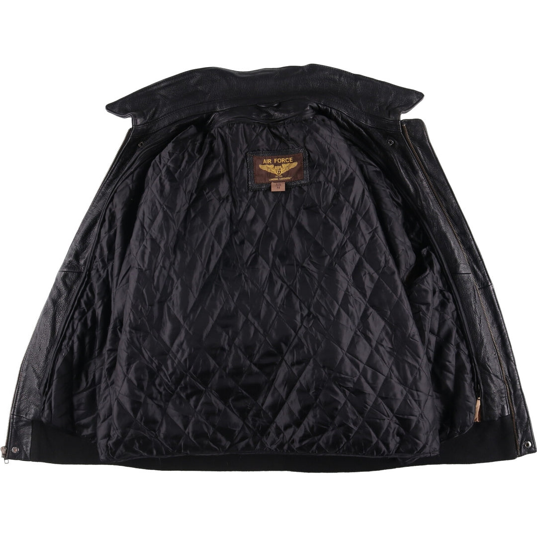 LANDING LEATHERS AIRFORCE A-2 Type Padded Leather Flight Jacket, Men's Size Medium Genuine Leather Goatskin black type Vintage Second Hand