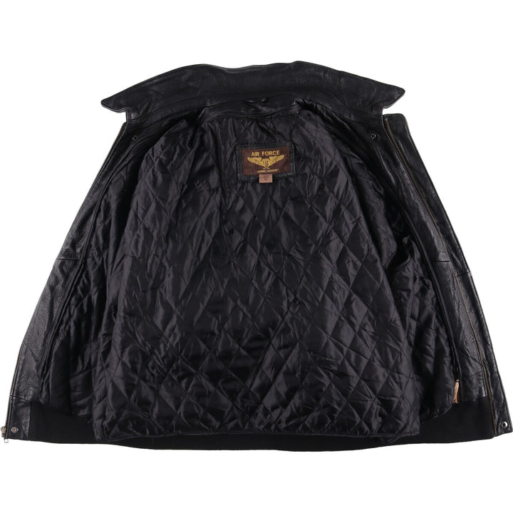 LANDING LEATHERS AIRFORCE A-2 Type Padded Leather Flight Jacket, Men's Size Medium Genuine Leather Goatskin black type Vintage Second Hand