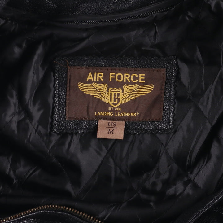LANDING LEATHERS AIRFORCE A-2 Type Padded Leather Flight Jacket, Men's Size Medium Genuine Leather Goatskin black type Vintage Second Hand