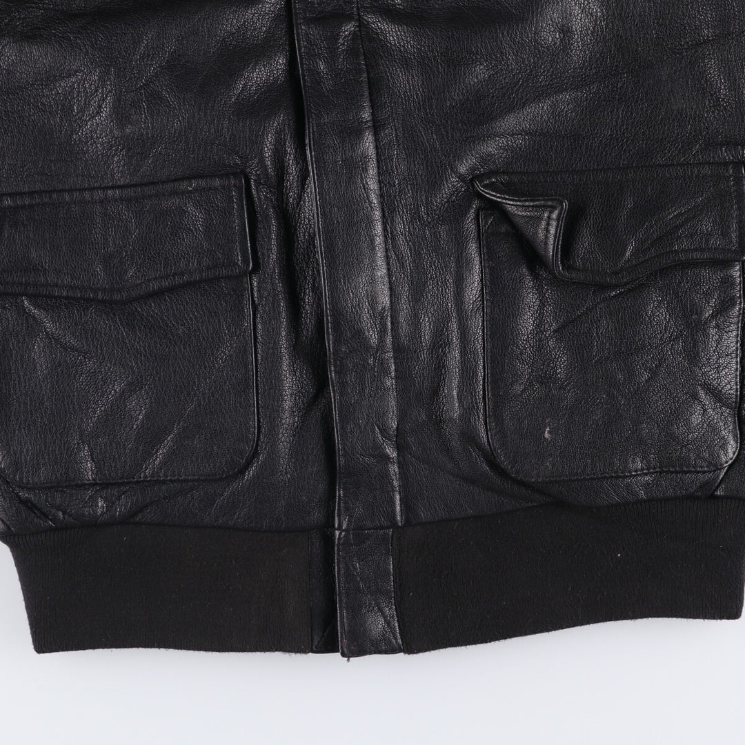 LANDING LEATHERS AIRFORCE A-2 Type Padded Leather Flight Jacket, Men's Size Medium Genuine Leather Goatskin black type Vintage Second Hand