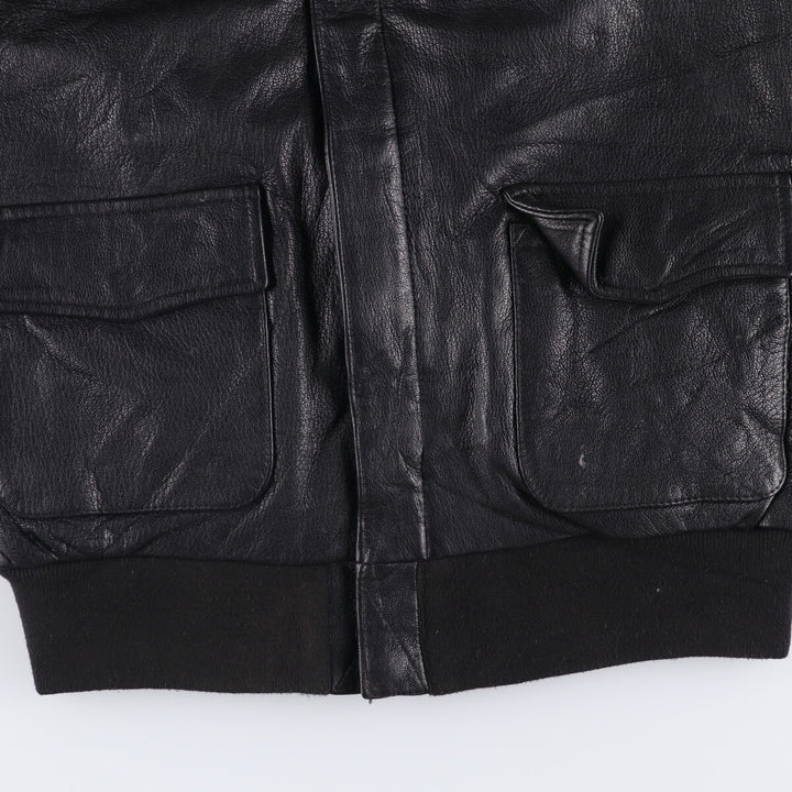 LANDING LEATHERS AIRFORCE A-2 Type Padded Leather Flight Jacket, Men's Size Medium Genuine Leather Goatskin black type Vintage Second Hand