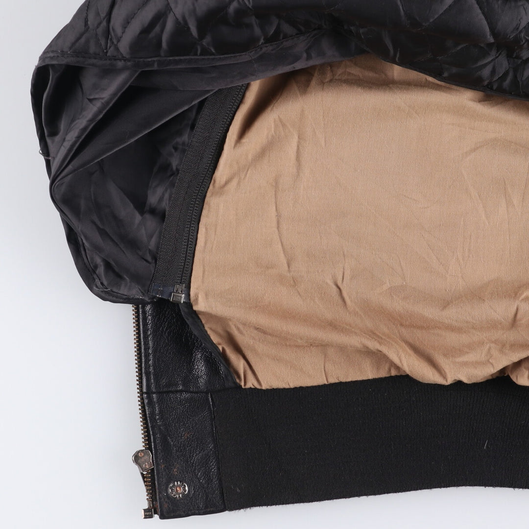 LANDING LEATHERS AIRFORCE A-2 Type Padded Leather Flight Jacket, Men's Size Medium Genuine Leather Goatskin black type Vintage Second Hand