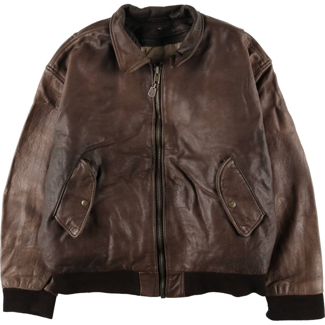 RED SKINS B-32 Type Padded Leather Flight Jacket, Men's Size L unclear brown type Vintage Second Hand