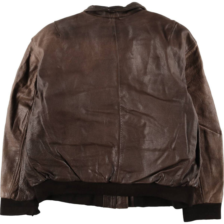 RED SKINS B-32 Type Padded Leather Flight Jacket, Men's Size L unclear brown type Vintage Second Hand