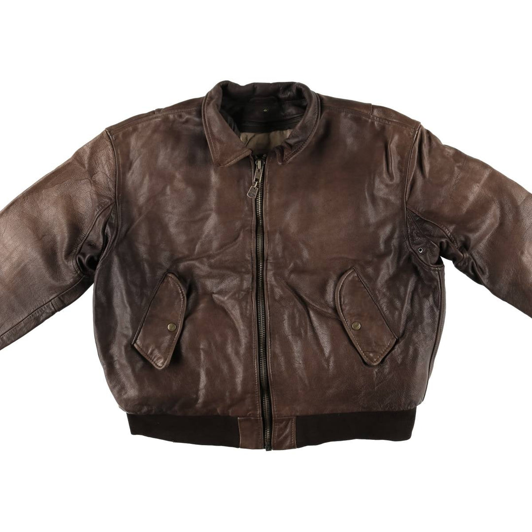 RED SKINS B-32 Type Padded Leather Flight Jacket, Men's Size L unclear brown type Vintage Second Hand