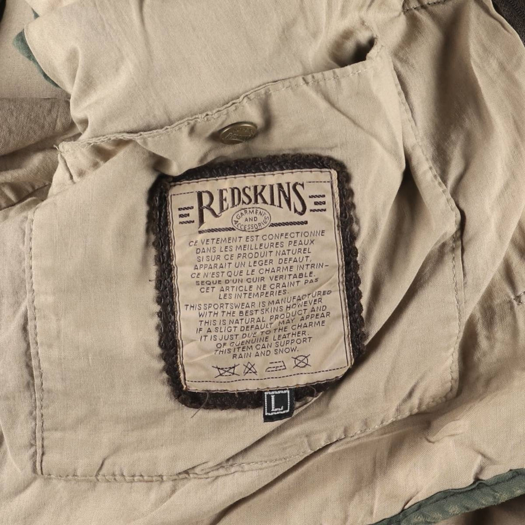 RED SKINS B-32 Type Padded Leather Flight Jacket, Men's Size L unclear brown type Vintage Second Hand