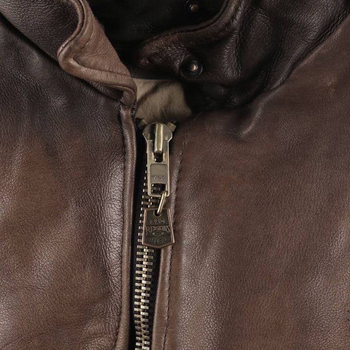 RED SKINS B-32 Type Padded Leather Flight Jacket, Men's Size L unclear brown type Vintage Second Hand
