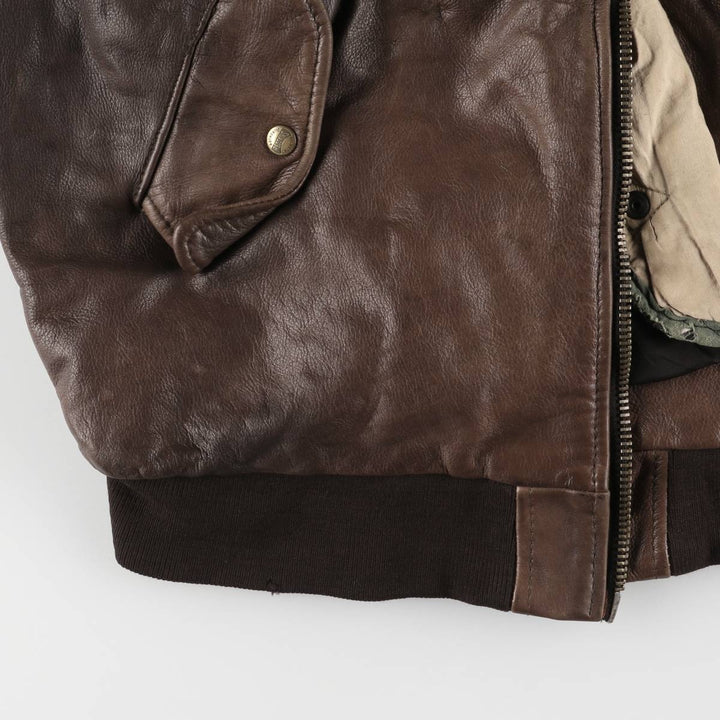RED SKINS B-32 Type Padded Leather Flight Jacket, Men's Size L unclear brown type Vintage Second Hand