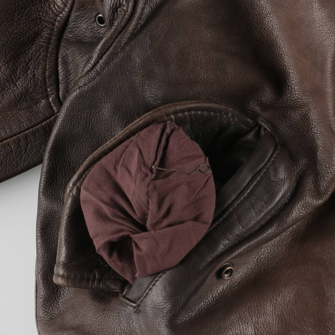 RED SKINS B-32 Type Padded Leather Flight Jacket, Men's Size L unclear brown type Vintage Second Hand