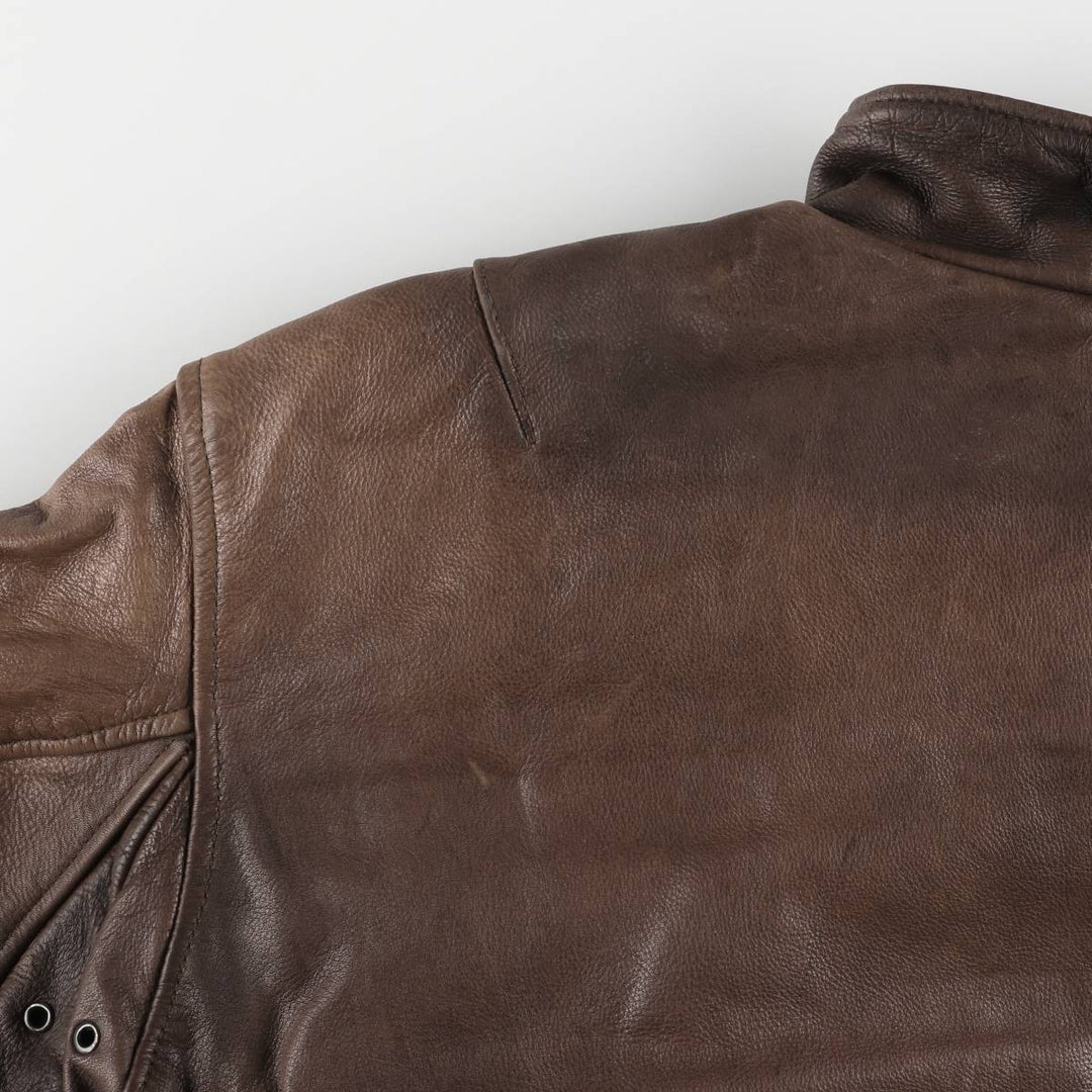 RED SKINS B-32 Type Padded Leather Flight Jacket, Men's Size L unclear brown type Vintage Second Hand