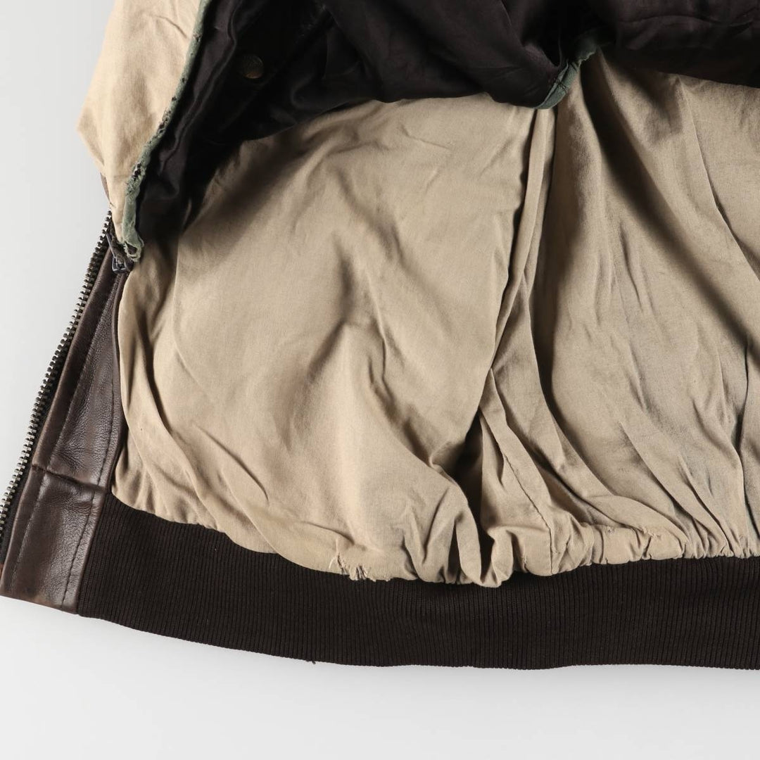 RED SKINS B-32 Type Padded Leather Flight Jacket, Men's Size L unclear brown type Vintage Second Hand