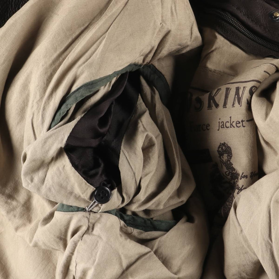 RED SKINS B-32 Type Padded Leather Flight Jacket, Men's Size L unclear brown type Vintage Second Hand