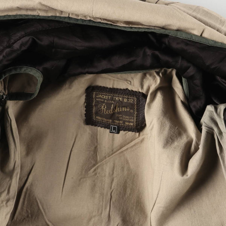 RED SKINS B-32 Type Padded Leather Flight Jacket, Men's Size L unclear brown type Vintage Second Hand