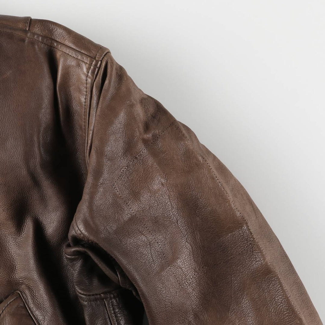 RED SKINS B-32 Type Padded Leather Flight Jacket, Men's Size L unclear brown type Vintage Second Hand
