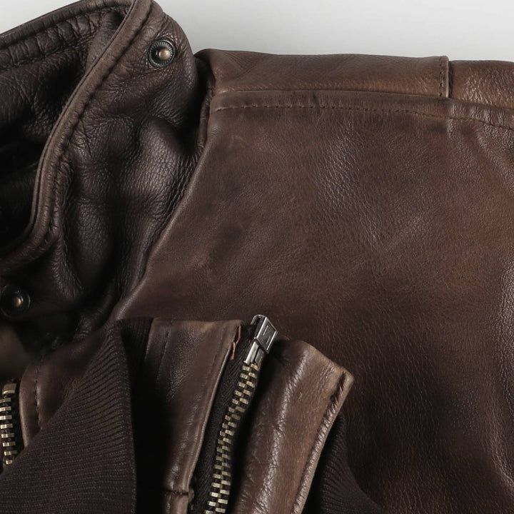 RED SKINS B-32 Type Padded Leather Flight Jacket, Men's Size L unclear brown type Vintage Second Hand