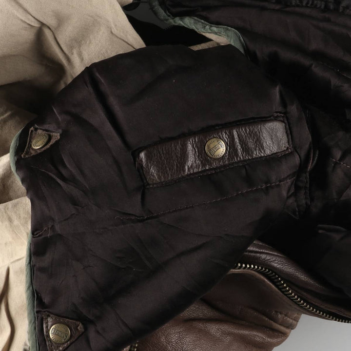 RED SKINS B-32 Type Padded Leather Flight Jacket, Men's Size L unclear brown type Vintage Second Hand