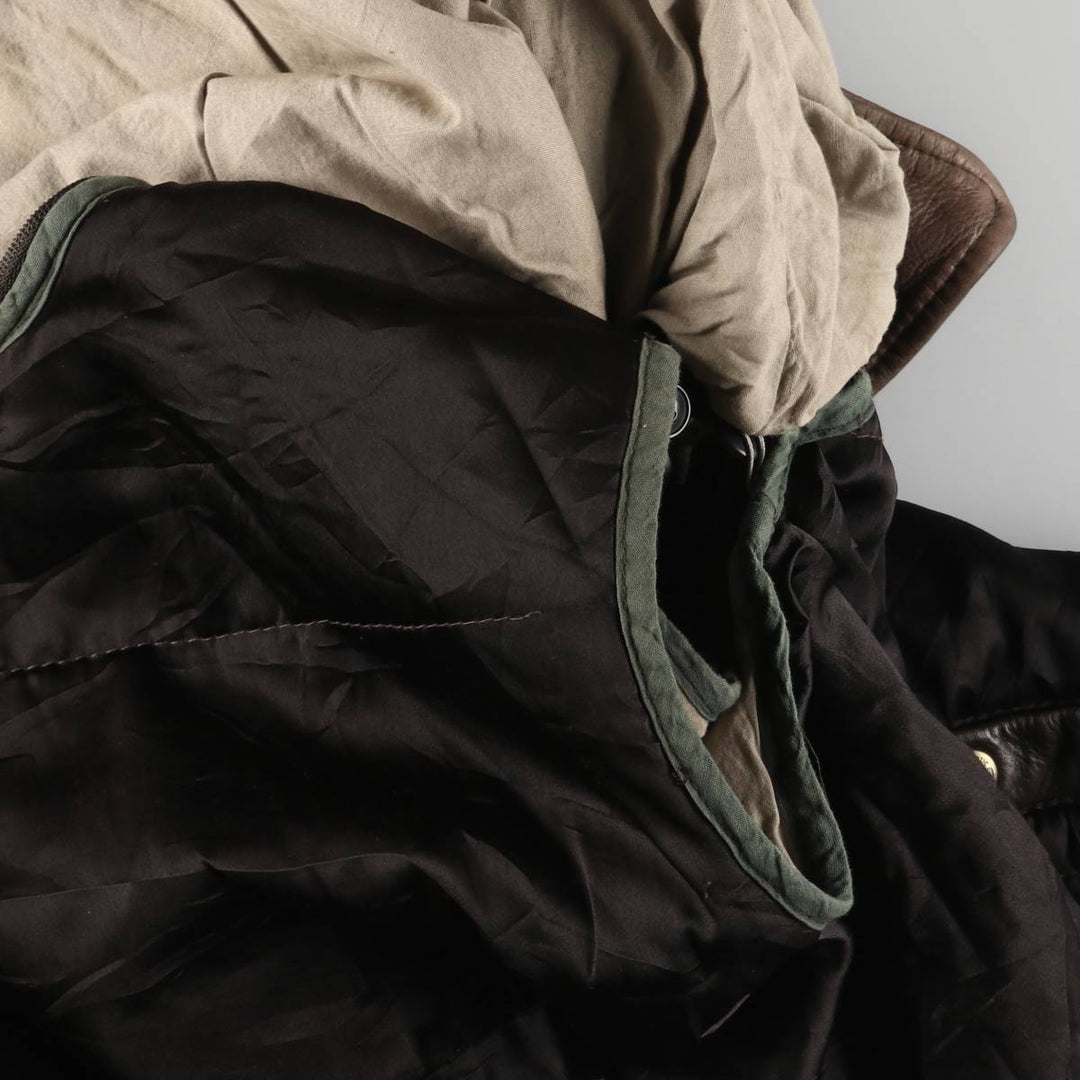 RED SKINS B-32 Type Padded Leather Flight Jacket, Men's Size L unclear brown type Vintage Second Hand