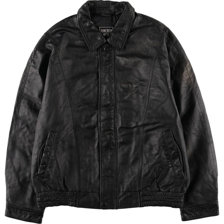 JUNCTION WEST padded leather jacket, men's size L genuine leather black type Vintage Second Hand