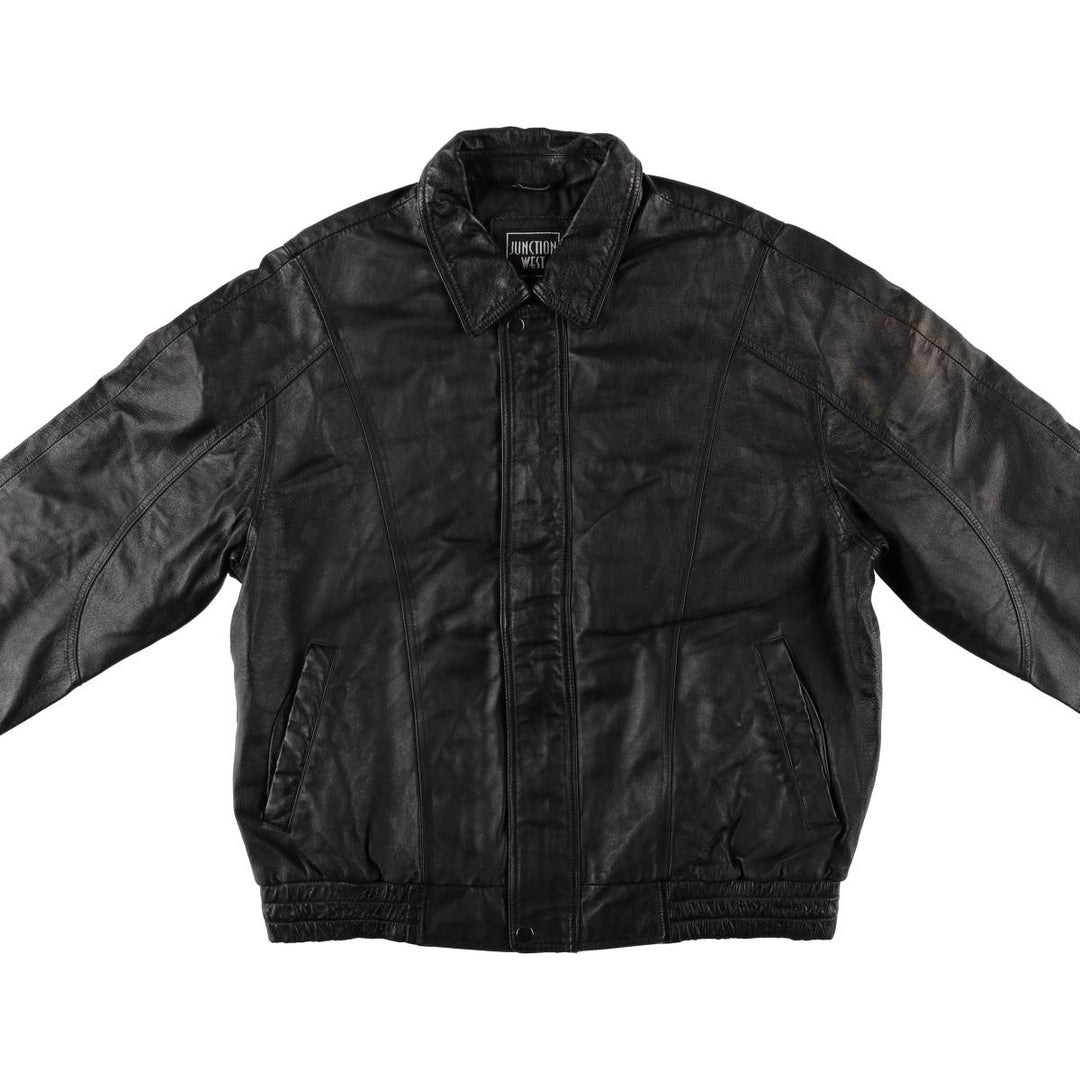 JUNCTION WEST padded leather jacket, men's size L genuine leather black type Vintage Second Hand