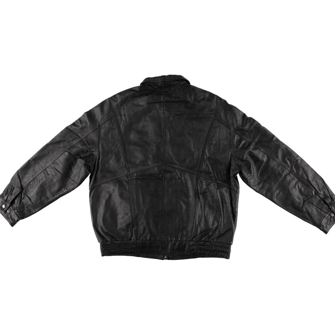 JUNCTION WEST padded leather jacket, men's size L genuine leather black type Vintage Second Hand