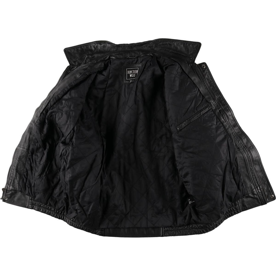 JUNCTION WEST padded leather jacket, men's size L genuine leather black type Vintage Second Hand
