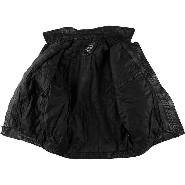 JUNCTION WEST padded leather jacket, men's size L genuine leather black type Vintage Second Hand