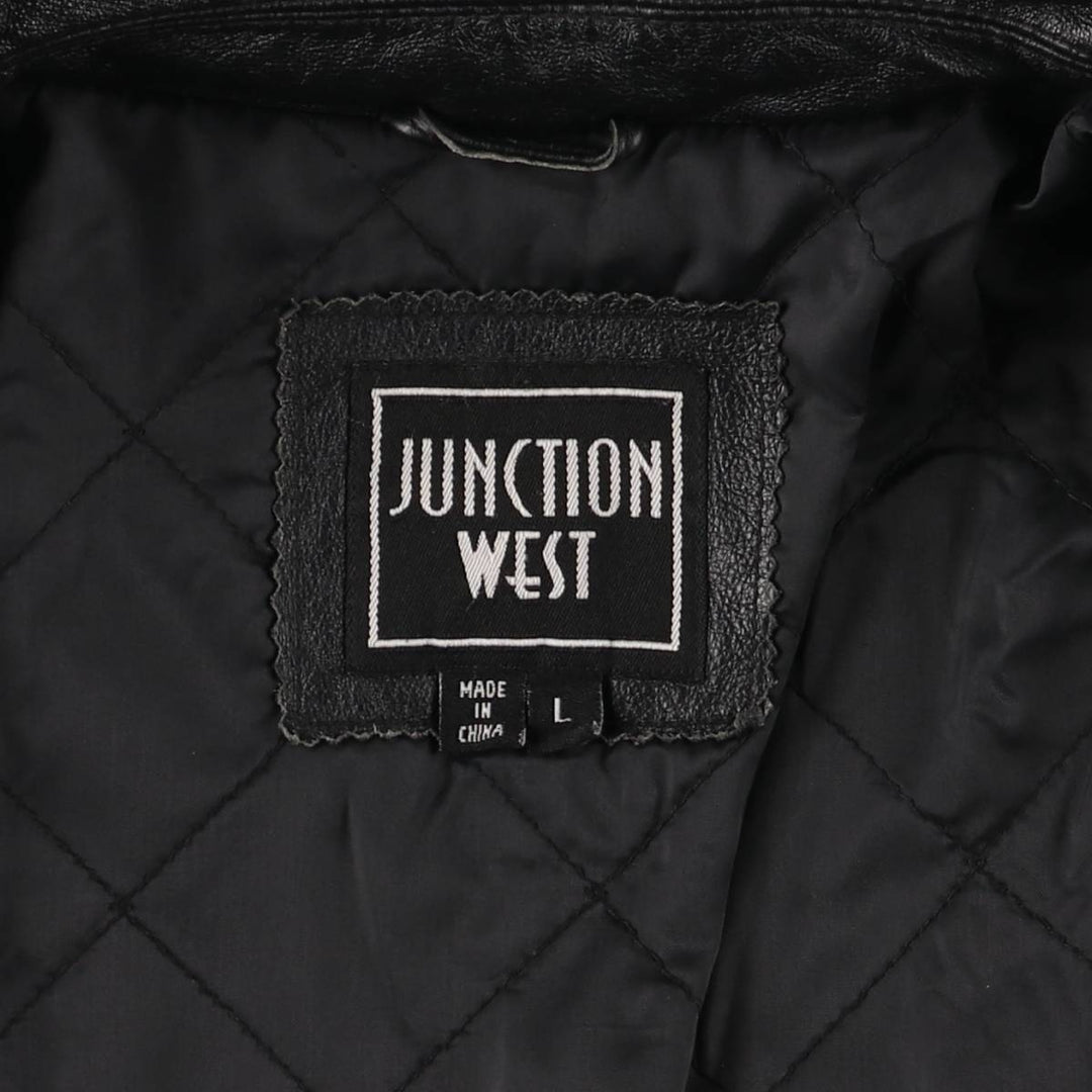 JUNCTION WEST padded leather jacket, men's size L genuine leather black type Vintage Second Hand
