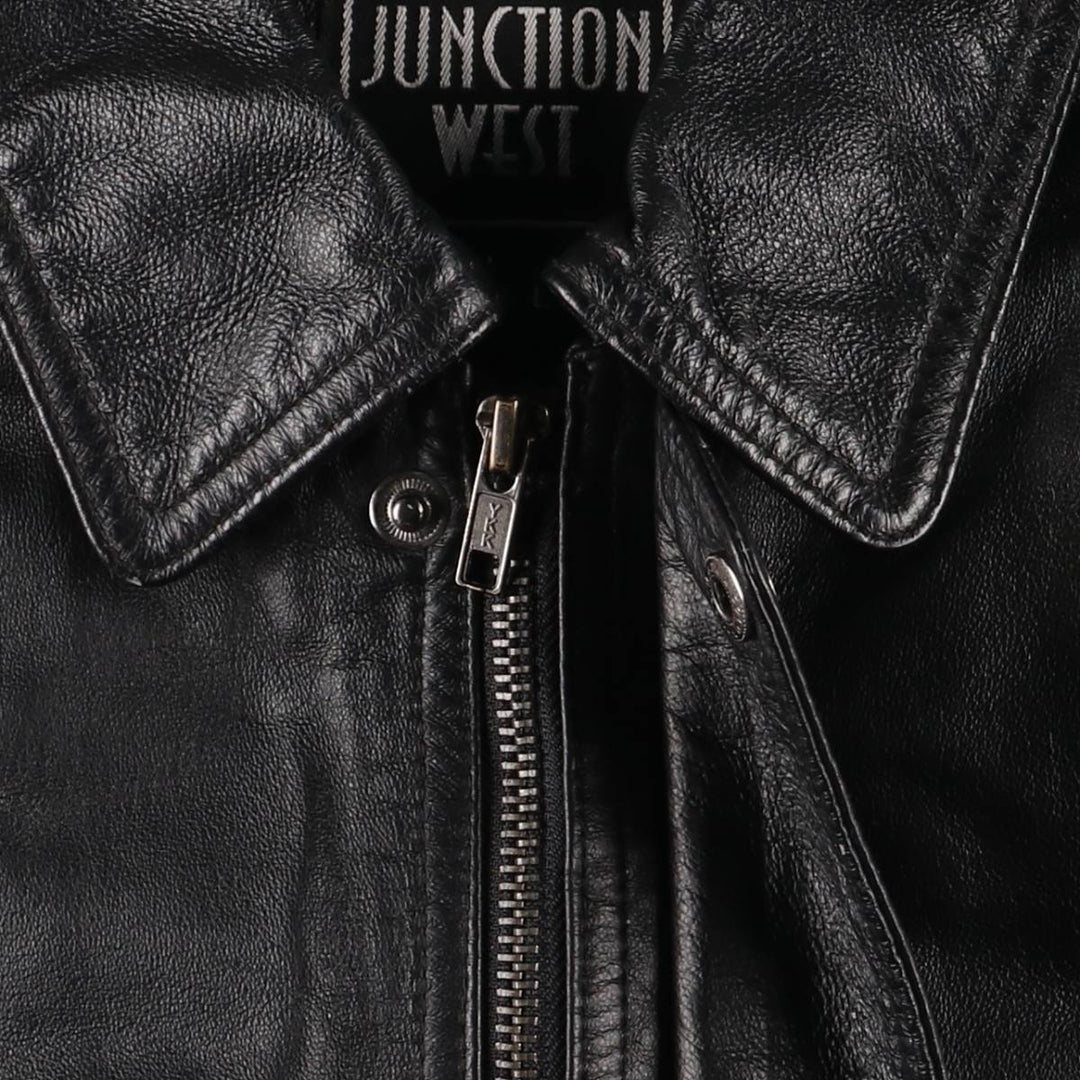 JUNCTION WEST padded leather jacket, men's size L genuine leather black type Vintage Second Hand