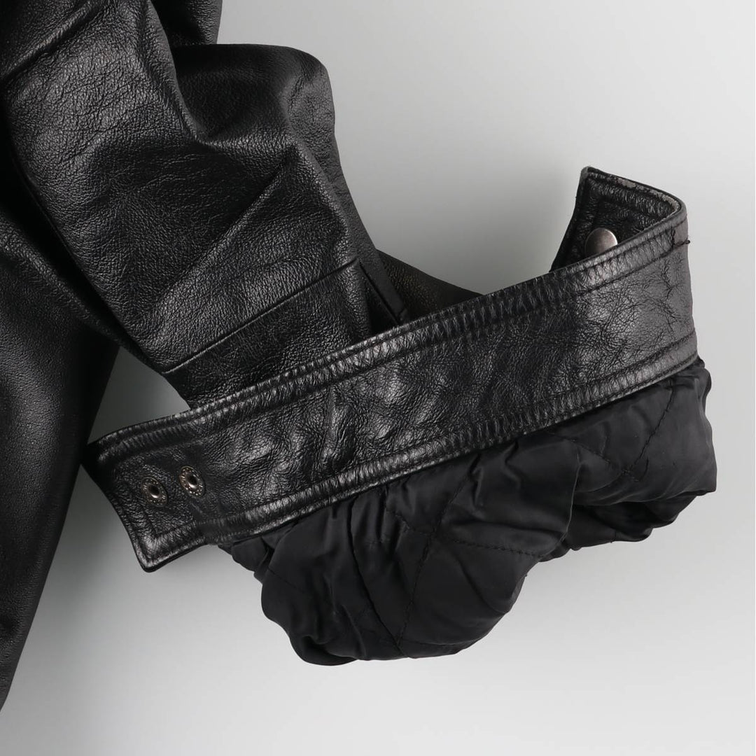 JUNCTION WEST padded leather jacket, men's size L genuine leather black type Vintage Second Hand