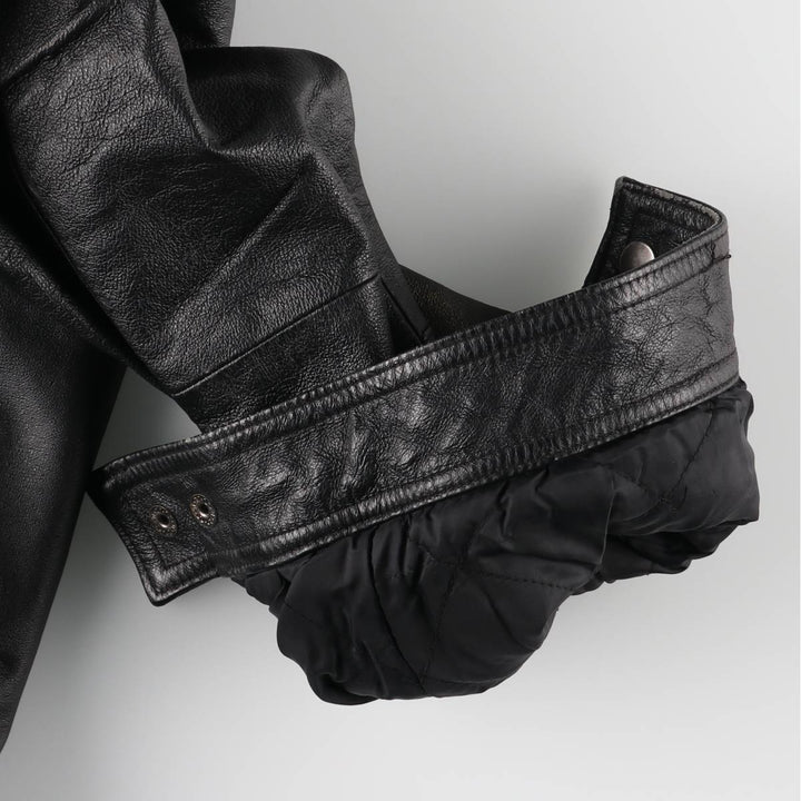 JUNCTION WEST padded leather jacket, men's size L genuine leather black type Vintage Second Hand