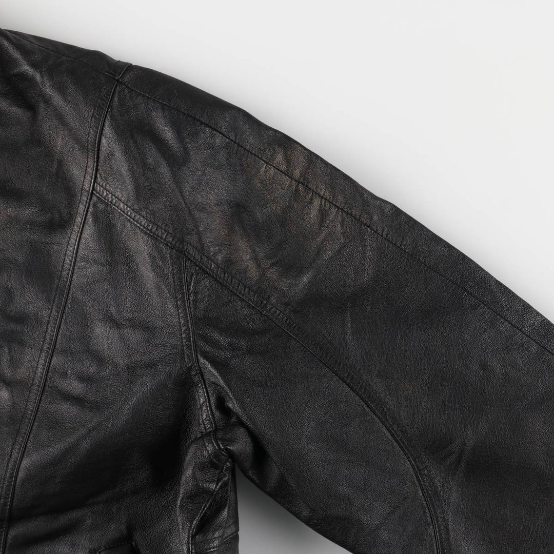 JUNCTION WEST padded leather jacket, men's size L genuine leather black type Vintage Second Hand