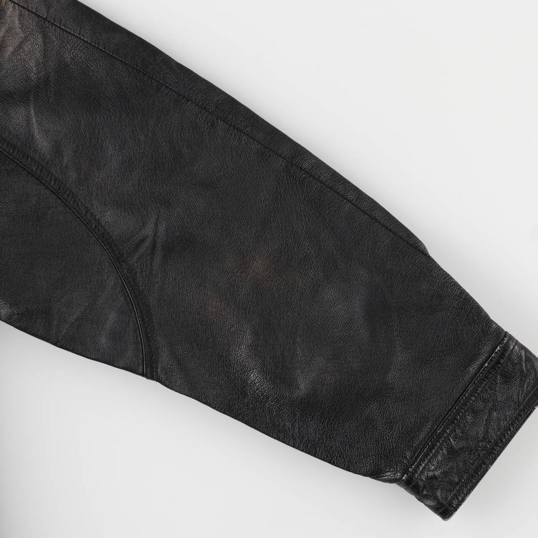 JUNCTION WEST padded leather jacket, men's size L genuine leather black type Vintage Second Hand