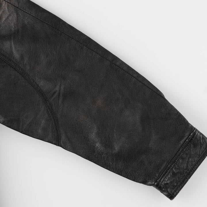 JUNCTION WEST padded leather jacket, men's size L genuine leather black type Vintage Second Hand