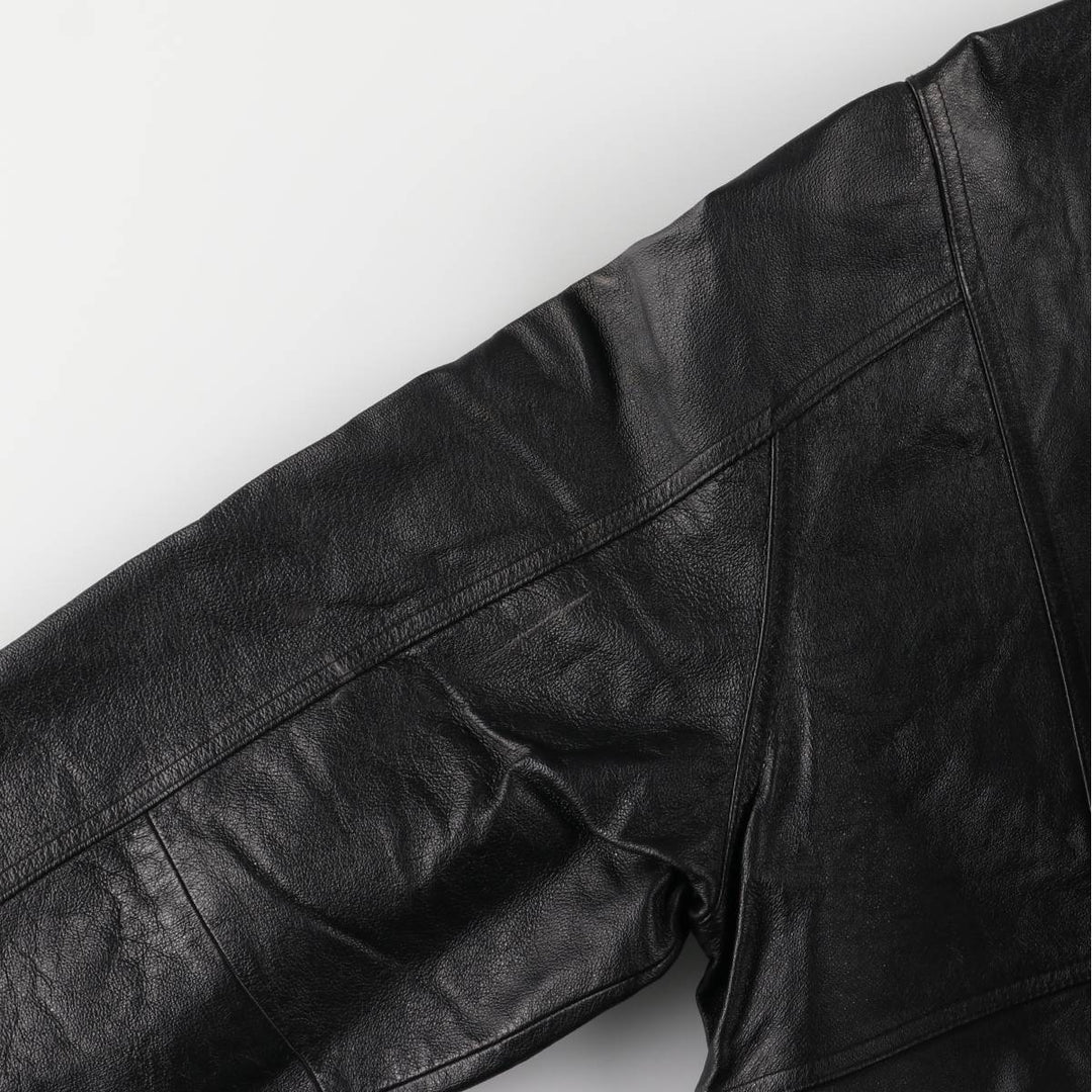 JUNCTION WEST padded leather jacket, men's size L genuine leather black type Vintage Second Hand